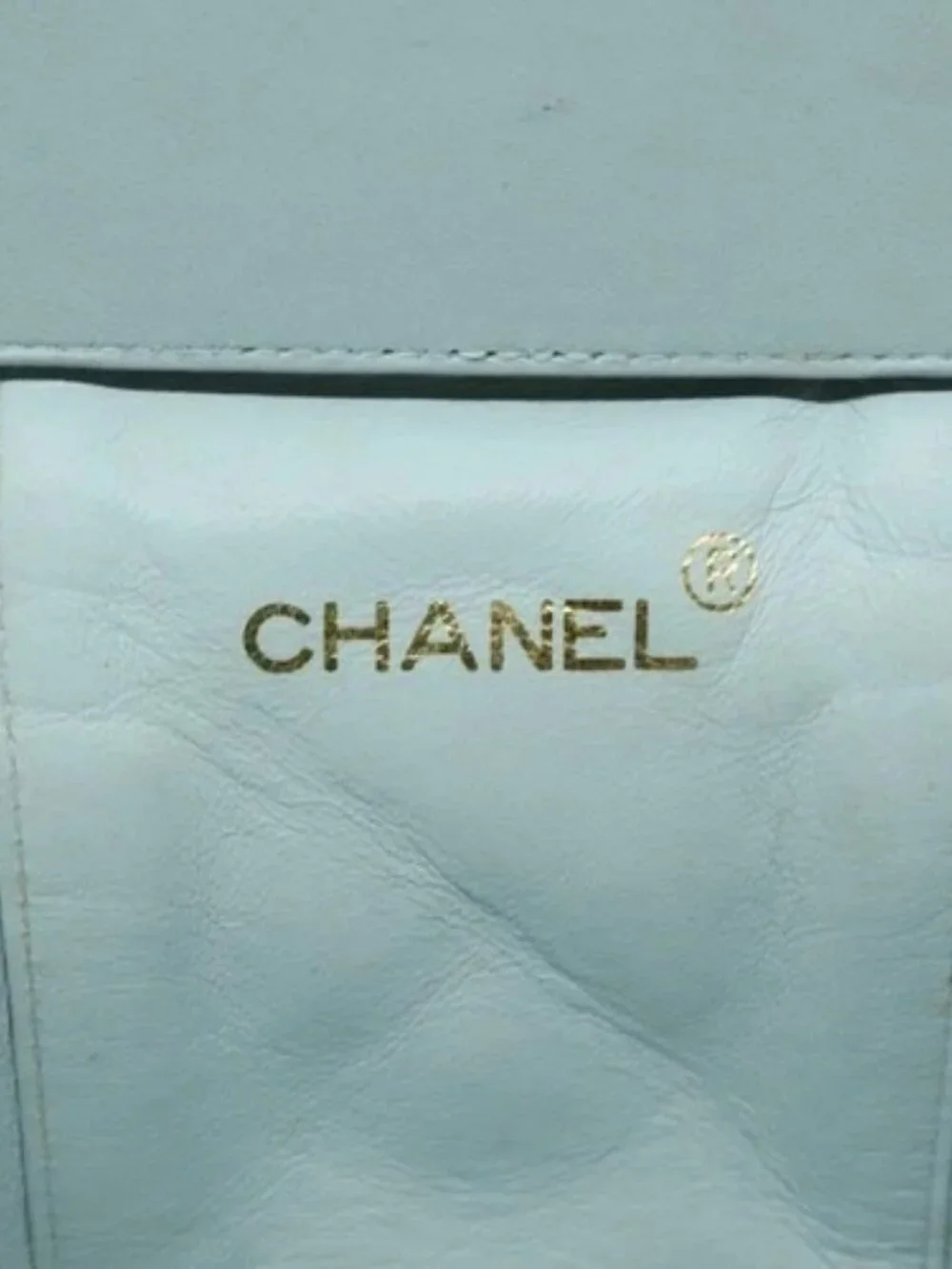 CHANEL Matelasse Vanity Cosmetic Pouch Lamb Skin Blue Gold CC Auth yk15445
